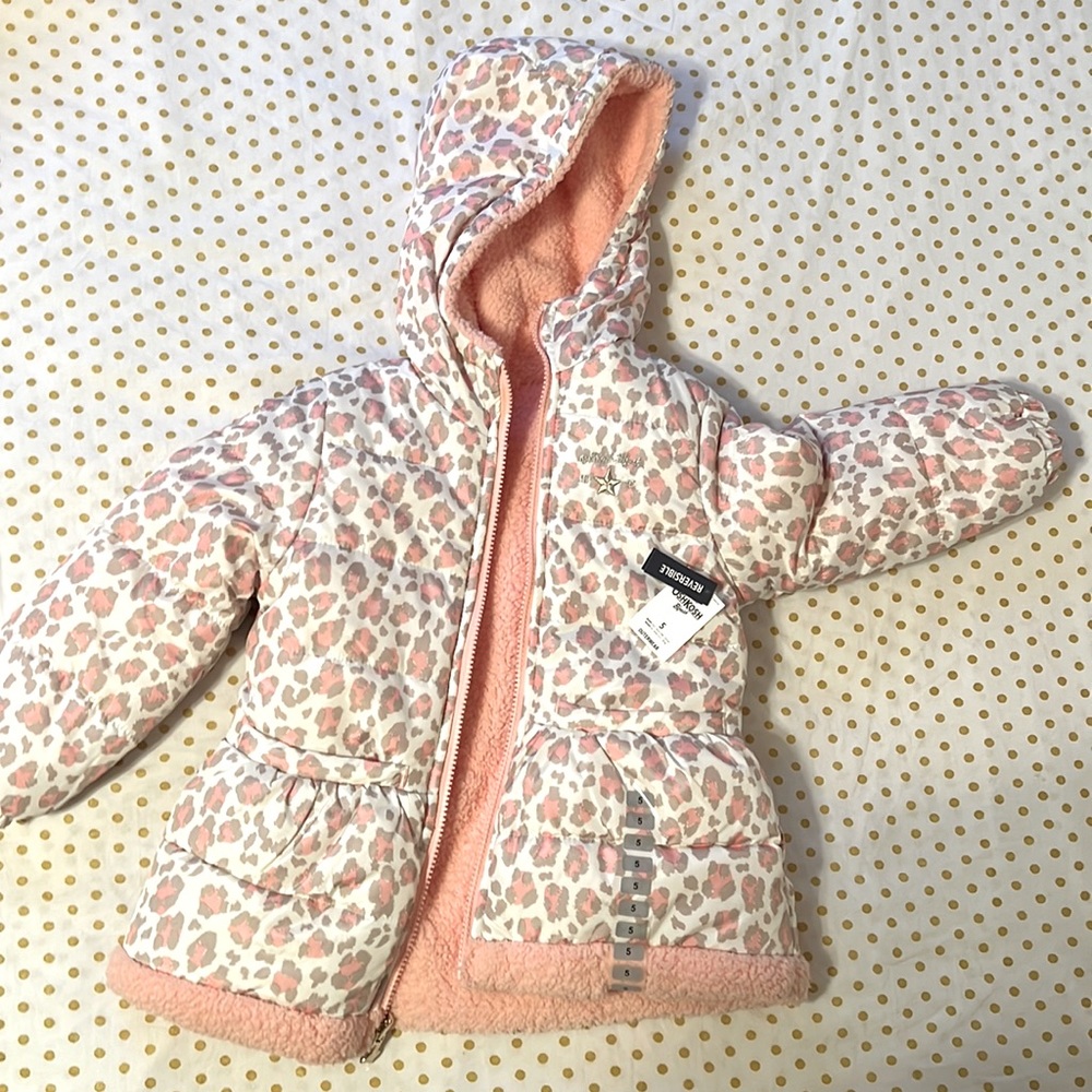 NWT 5T Oshkosh girls Reversable Pink Puffer Jacket